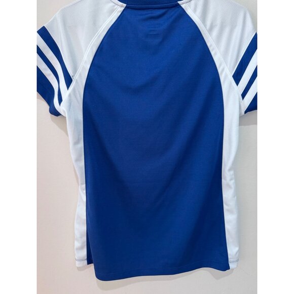 Majestic Womens Large Indianapolis Colts Sequin Logo Lace-Up T-Shirt Blue & Whit - Picture 6 of 6